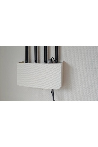 Storeşahin 3d Baskı Duvar Tipi Wifi Modem Saklama Rafı Router Gizleme Askısı Kablo Çıkışlı Beyaz Modem Tutucu 23x13 Cm Shn0720