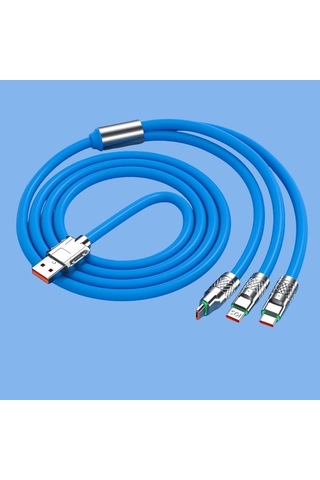 Buffer Kutulu 3 Şarj Aleti 1 Arada Çinko Alaşım Hızlı Şarj Kablosu Mavi 3 İn 1 Çok Renkli