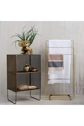 Gold Metal Üçlü Banyo Havlu Askılığı Gold