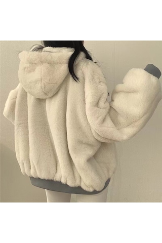 Simicg Polar Kapüşonlu Çift Taraflı Ceket,mavi Açık Mavi