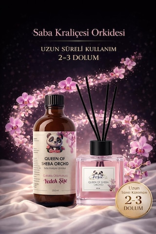 Saba Kraliçe Orkidesi Çubuklu Oda Kokusu 250 Ml Refil Ve 100 Ml Difüzör Şişe Fresh