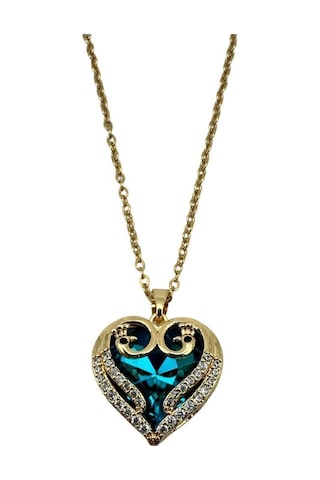 Arnes Jewelry Çelik Zirkon Taşlı Kalpli Kolye Ar485nes Gold
