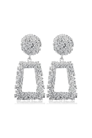 Abartılı Ovma Geometrik Küpe Trapez Uzun Metal Küpe Gümüş