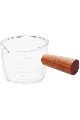 Suntek Espresso Bardağı Ölçüm Kabı Ahşap Saplı Ölçü Tek Çıkışlı