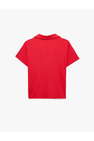 Koton Slim Fit Ribanalı Kısa Kollu Polo Yaka Tişört Kırmızı 6sak50517ek