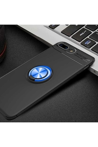 Apple Uyumlu iPhone 8 Plus Kılıf Zore Ravel Silikon Kapak Siyah-Mavi