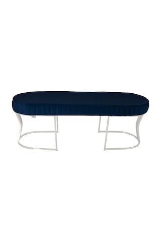 Viego Silver Striped- Mavi Kapitoneli Chester Model Puf & Bench & Koltuk & Uzun Makyaj Puff & Yatak Ucu &önü