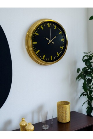 Zarif Klasik Stil 40 Cm Metal Gold Duvar Saati