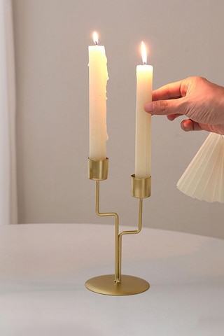2 Li Metal Asimetrik Gold Şamdan Dekoratif Mumluk Cin993sr Gold