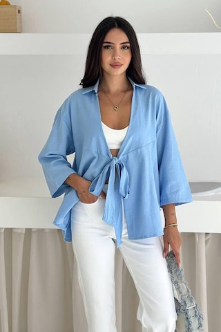 Kadın Bağlamalı Yazlık Gömlek Blue Breeze Mavi