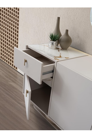 Erva Modern Dolaplı Çekmeceli Aynasız Konsol 206 47 78 Ekru