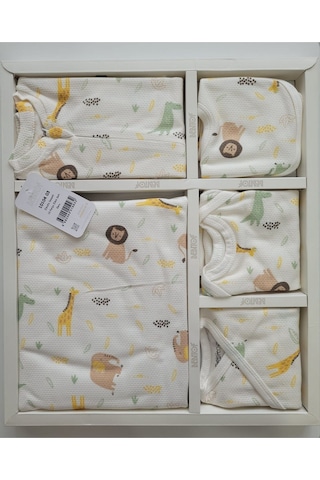 Incibaby 10'lu Erkek Bebek Hastane Çıkışı Zürafa Desenli Beyaz