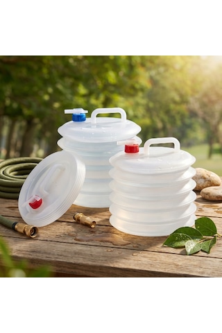 Musluklu Akordiyon Katlanır Su Bidonu 10 Litre Çok Renkli