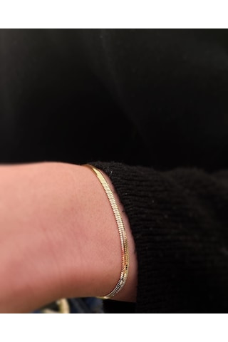 Italyan Balık Sırtı Altın Bileklik N11.12172 Sarı Altın