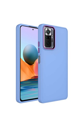 Zore Redmi Note 10 Pro Kılıf Metal Çerçeve Ve Buton Tasarımlı Silikon Msra Luna Kapak - Lila Lila