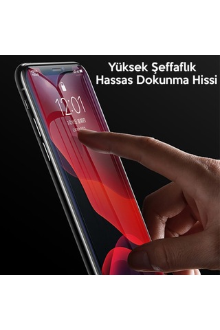 Baseus Apple Uyumlu   iPhone 11 Pro 0.3Mm Ful Tempered Cam Ekran Koruyucu Şeffaf