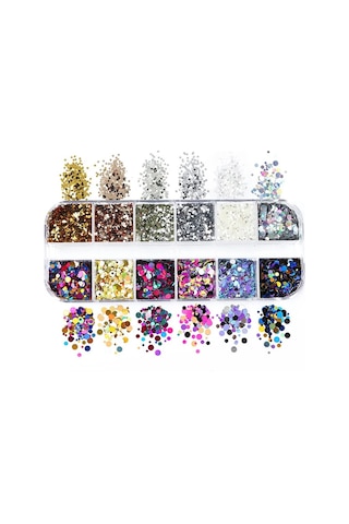 Holografik Yuvarlak Tırnak Süsleme Folyo Pulları Mix Nail Art