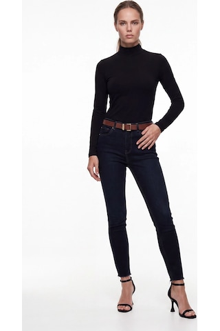 CEMO Kadın Yüksek Bel Skinny Fit Jean Pantolon Koyu Mavi