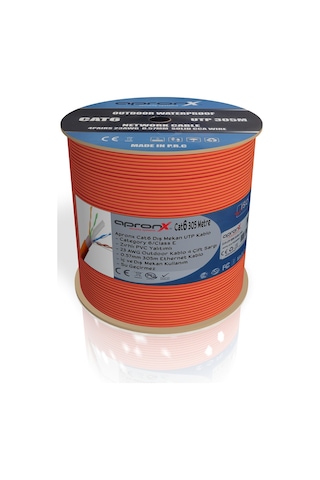 Apronx Cat6 23AWG 305 Metre Outdoor 0.57 MM Turuncu Network Kablo