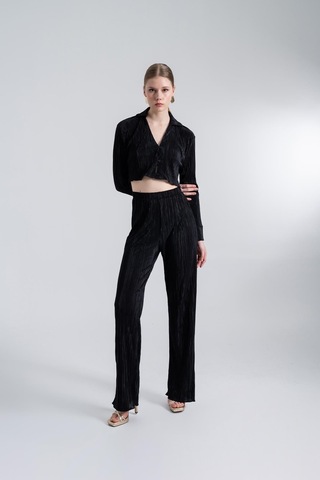 Holly Lolly Crop Model Düğme Kapamalı Comfy Crop Gömlek Siyah