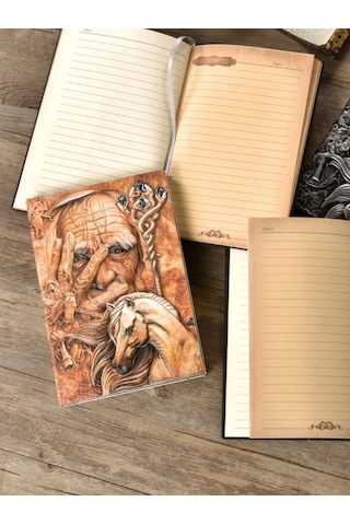 Shalabelle Tarihsiz A5 Deri Bloknot Çizgili Planlayıcı Günlük 155559327 Kum Rengi