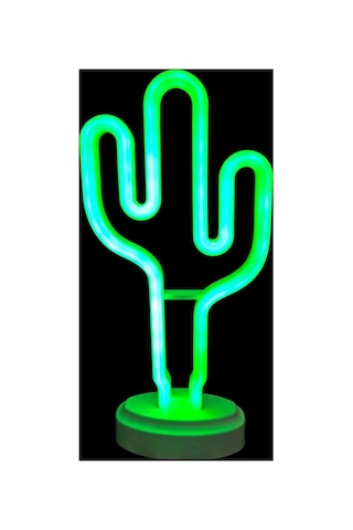 Neon Işıklı Kaktüs Masa Gece Lambası Pil+usb Evimdeyokyok Çok Renkli