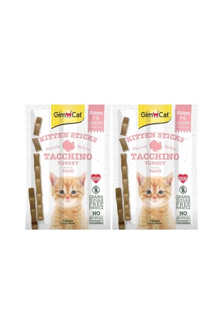 Sticks Kitten Kedi Ödül Çubukları, Hindili, Yavru Kedi, 3 Çubuk, 32 G 2li Paket