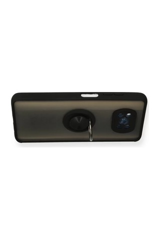 Newface Xiaomi Pocophone X3 Kılıf Montreal Yüzüklü Silikon Kapak - Siyah
