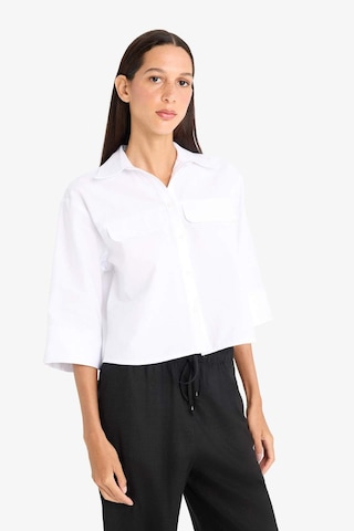 Defacto Oversize Geniş Kalıp Cepli Oxford Kısa Kollu Gömlek F5593ax25smwt32 Beyaz