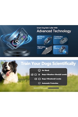 Köpek Eğitim Cihazı Köpekler İçin Havlama Tasması Renkli Ekran Akıllı Köpek Eğitmeni Su Geçirmez Ip6-gri