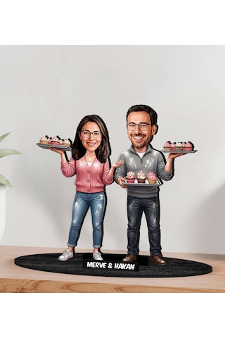 Bk Gift Kişiye Özel Sevgili Karikatürlü Ahşap Biblo -38 Fotoğraftan Karikatür, Sevgililer Günü Hediyesi, Ev Hediyesi Kobitmeyencom36365 Bk Gift