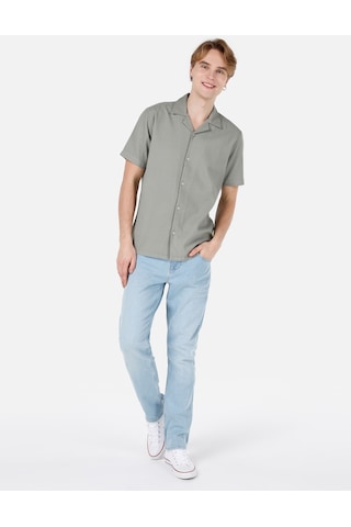 Colin's Colins Normal Kesim Shirt Yaka Cepsiz Yeşil Erkek Kısa Kol Gömlek Cl1066937 Cl1066937 Q1.v1 Kha Haki