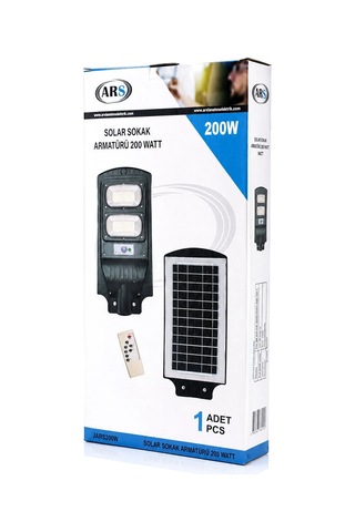 200w - 6500k Solar - Güneş Enerjili Sokak Lambası - Armatür Sensörlü Bahçe-balkon-sokak Ars-348965 Bx40