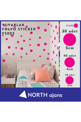 Yuvarlak Folyo Duvar Sticklerı Pembe