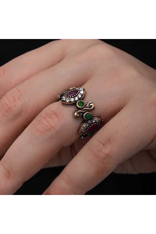 Blackcraft Gümüş Ayarlanabilen Otantik Mekik Kadın Yüzük Bc-12fb13 Renkli