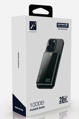 Newface Pw598 10.000 Mah Dijital Göstergeli 20w Type-c Ve 15w Kablosuz Şarj Pd Hızlı Şarj Magsafe Powerbank - Siyah