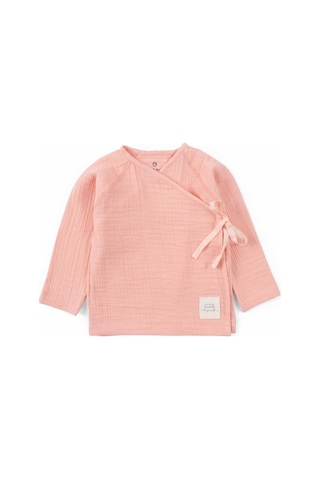 Kruvaze Yaka Müslin Bebek Ceketi Pembe Organik Pamuk Pembe