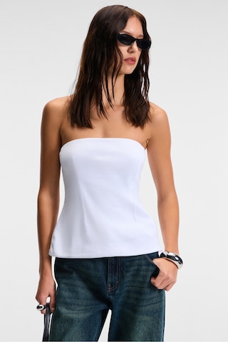 Grımelange ORIANA Kadın Slim Fit Straplez Beyaz Bluz