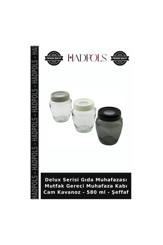 Delux Serisi Gıda Muhafazası Mutfak Gereci Muhafaza Kabı Cam Kavanoz - 580 Ml - Şeffaf