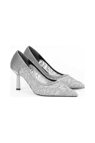 Paris Shoes Kadın Platin File Detaylı Topuklu Ayakkabı - Elantra PLATIN