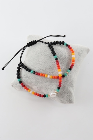 2li İncili Asansörlü Kombin Bileklik. Boncuk Bileklik, İp Bileklik, Halhal Bileklik. Kadın Bileklik. Çok Renkli