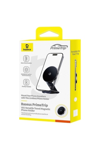 Tongxida Baseus Primetrip Vx1 Çok Yönlü Seyahat Manyetik Telefon Tutucu Ultra İnce Katlanabilir Araç Cep Telefonu Braketi Siy Siyah
