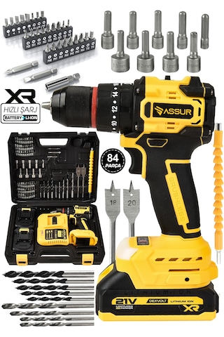 Assur Asr132 21v Darbeli Şarjlı Matkap Vidalama Sarı
