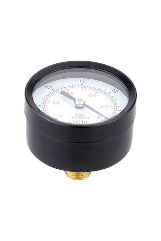 Yuntech01 Metal Kasa Çift Ölçekli Vakum Manometresi, 0 -30inhg/0 -1bar Aralığında Suya Yağa Ve Hava Uygun, Taşınması Kolay