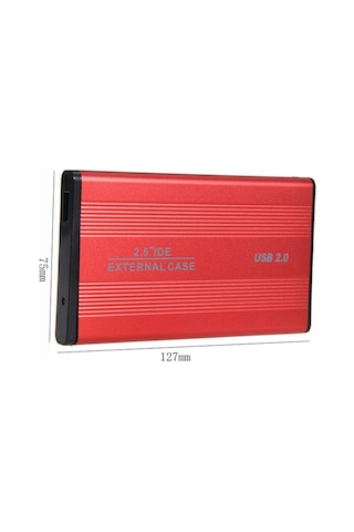 Usb 2.0 To Sata 2.5 İnç Alüminyum Harici Harddisk Kutusu Kırmızı