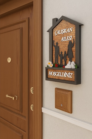 Kişiye Özel Aile İsimliği Kapı Üstü Hoşgeldiniz Yazılı Dekoratif Kapı Süsü Giriş Hoşgeldiniz Süsü