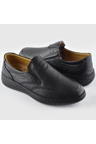 7575 Ortopedik Taban Yumuşak Hakiki Deri Mevsimlik Kışlık Erkek Ayakkabı Siyah
