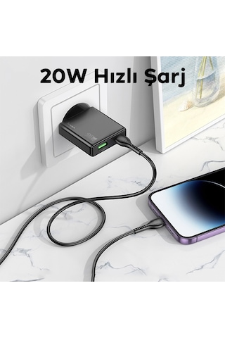 Hoco N38 Delgado PD20W + QC3.0 Hızlı Şarj Adaptörü Siyah