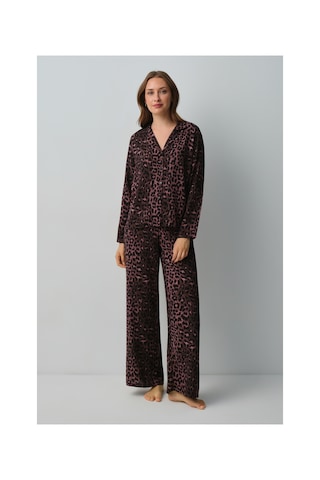 Suwen Meloni Gömlek Yaka Pijama Takımı Wsh10510148911 Siyah