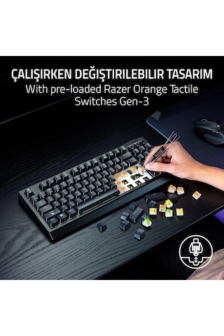 Razer Blackwidow V4 Tenkeyless Hyperspeed Turuncu Dokunsal Anaht